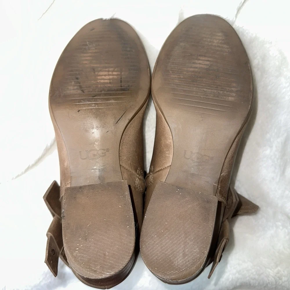 UGG Elysian Leather Ankle Boots 8.5‎ Sahara Zip Cowboy Western Brown Festival